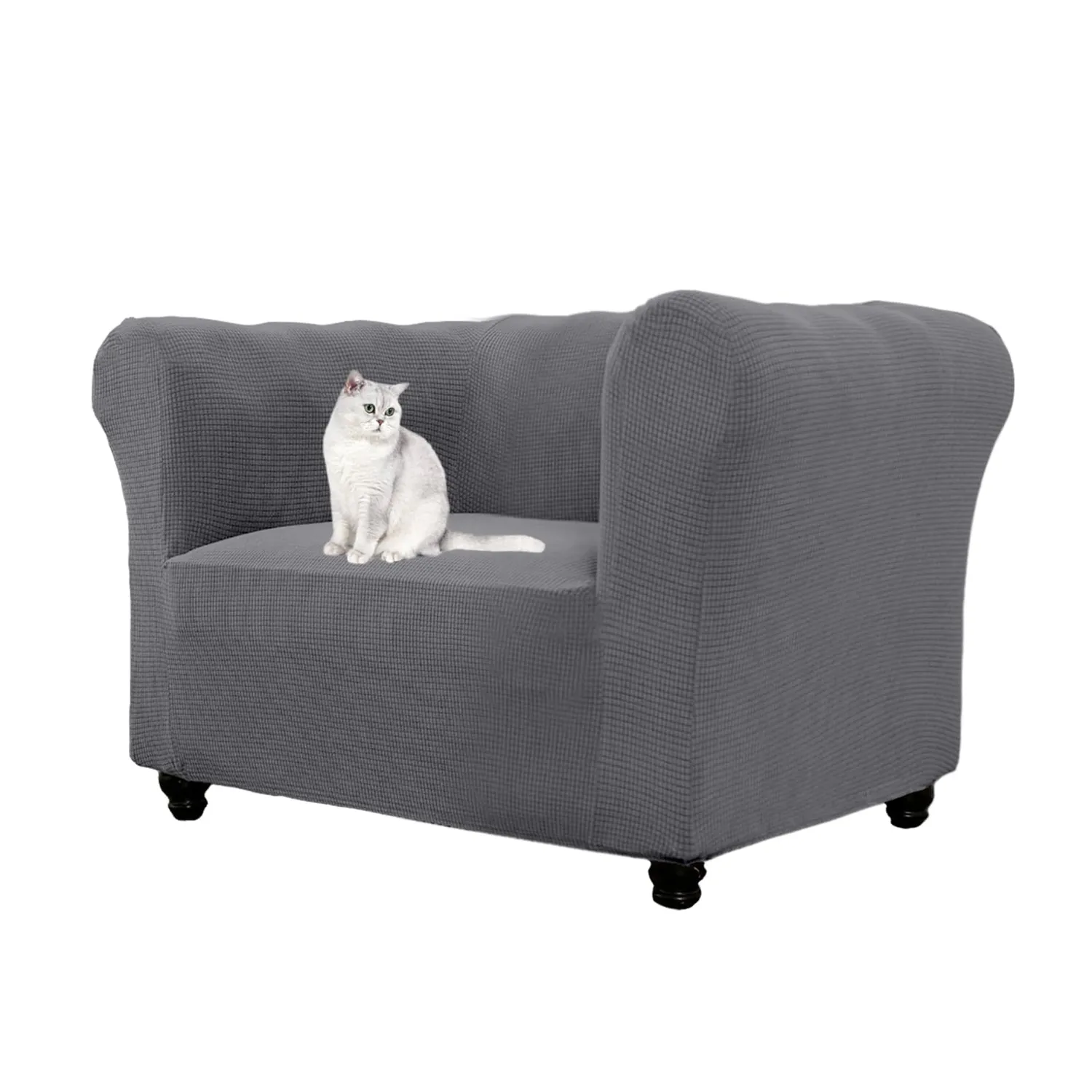 HonunGron Chesterfield Stretch Sofabezug Elfenbein 3-Sitzer
