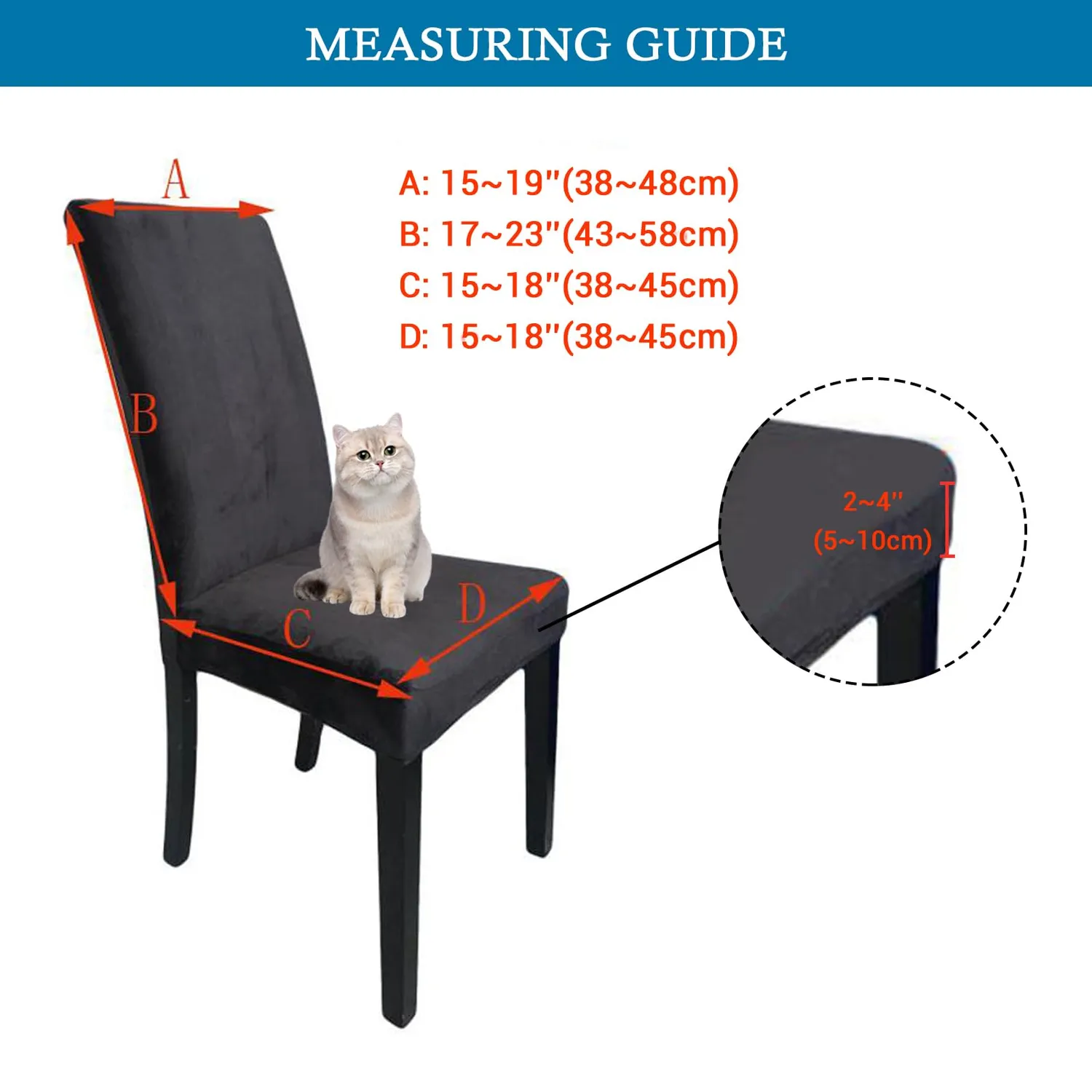 HonunGron Stuhlhussen Stretch Samt Orange 4 Stück XL