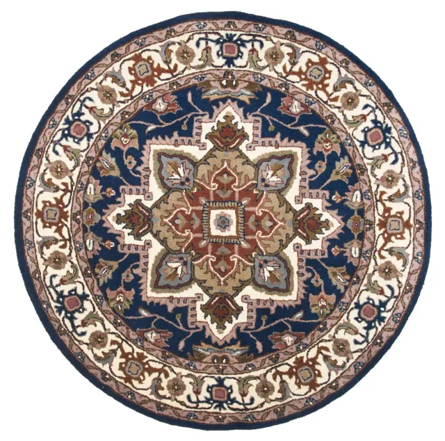 THEKO Royal Heriz Wollteppich rund 150 Blau getuftet