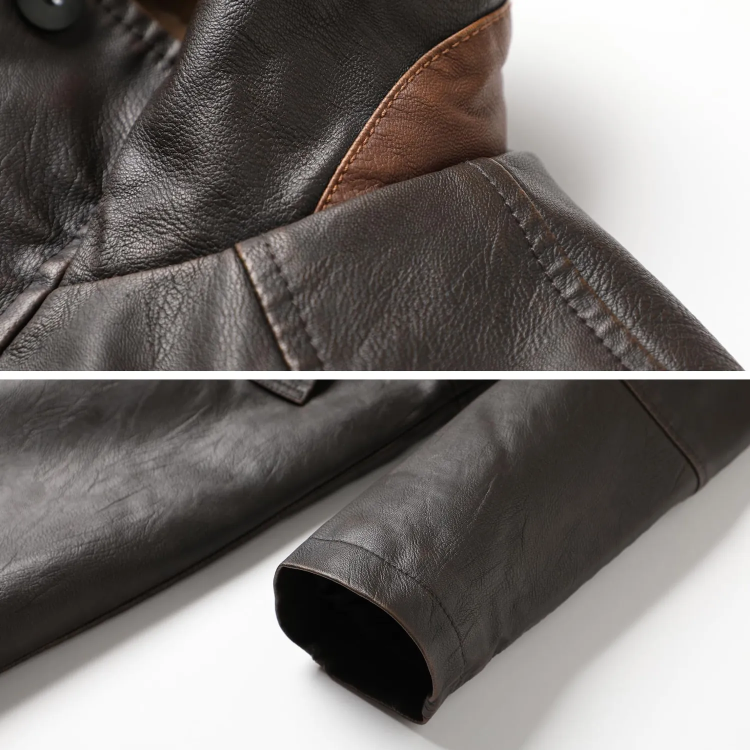 HonunGron Herren Ledermantel PU Braun XL