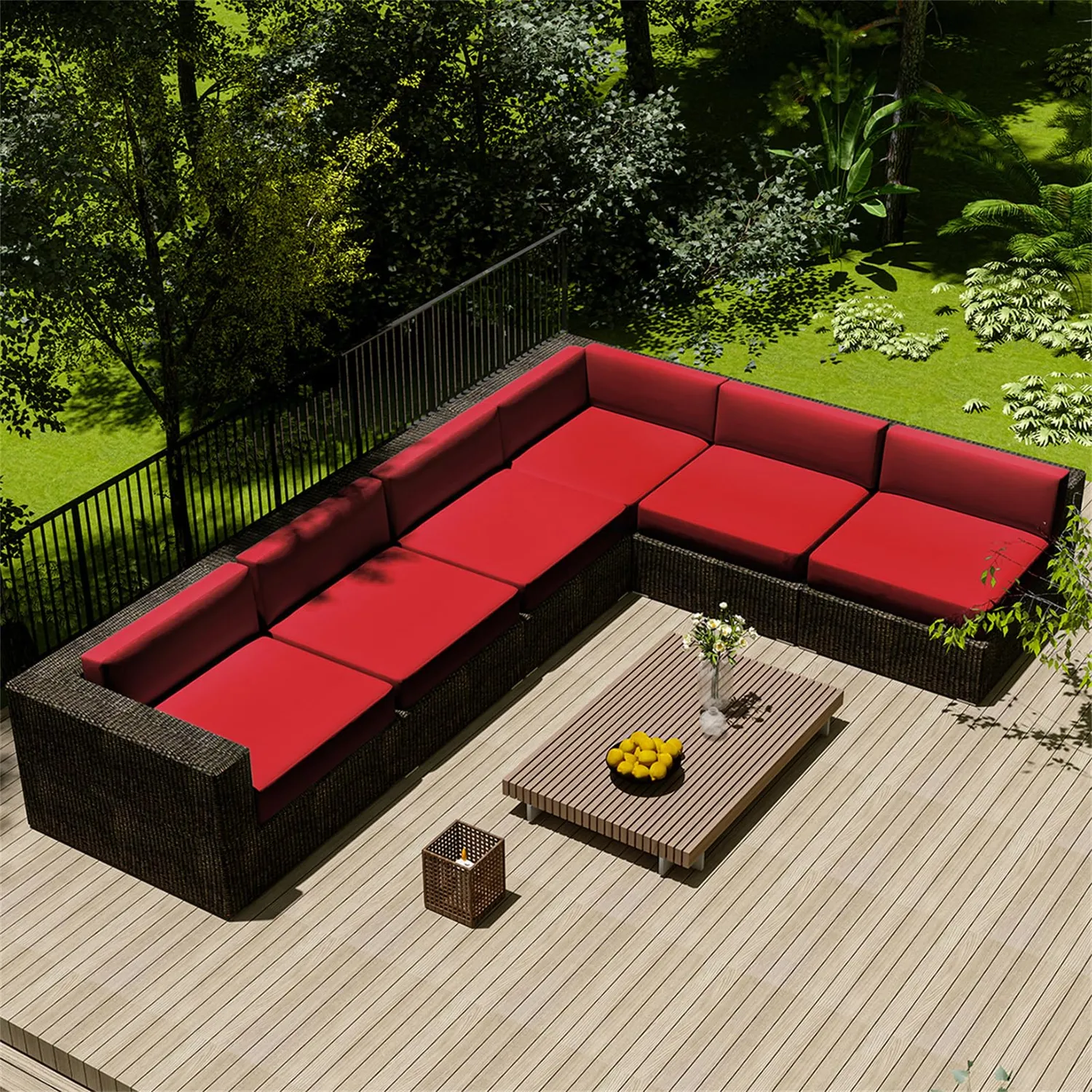 HonunGron Kissenbezug Outdoor 60x60 Rot 4er-Set wasserdicht