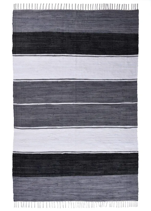 THEKO Happy Flachgewebe Teppich 60x120 Schwarz Multi Baumwolle