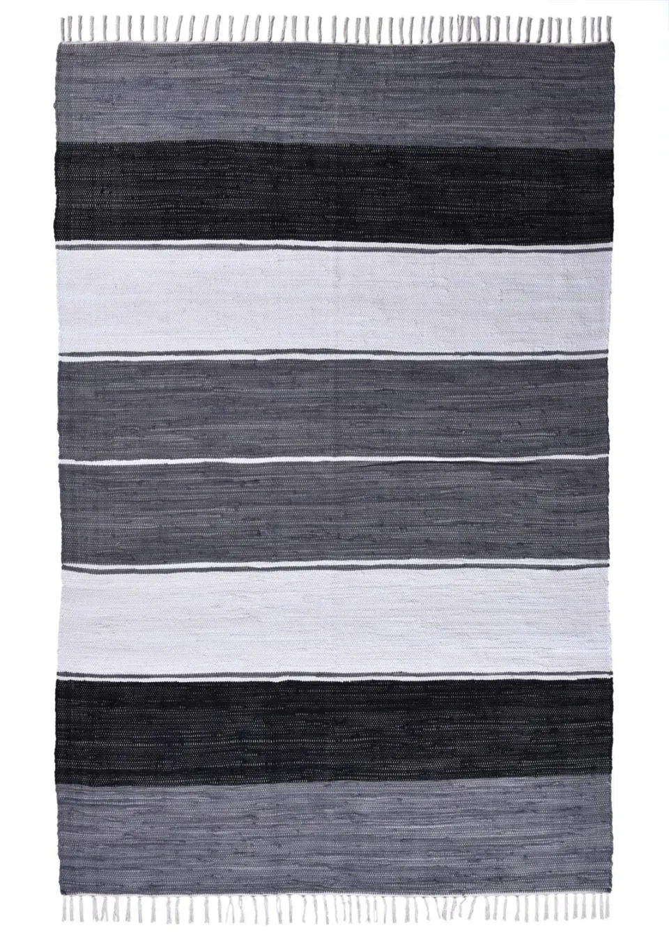 THEKO Happy Flachgewebe Teppich 60x120 Schwarz Multi Baumwolle