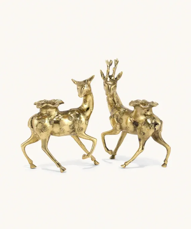Doing Goods Lovely Hirsch Kerzenhalter 2er-Set Messing gold