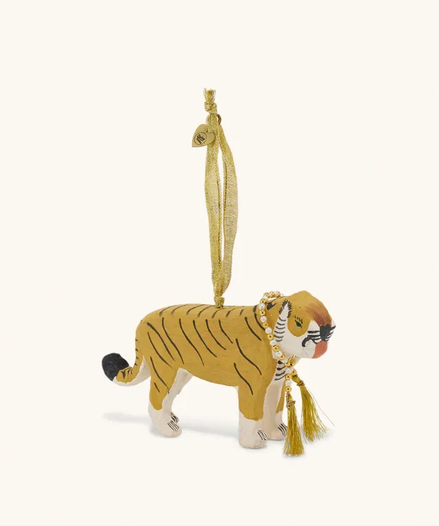 Doing Goods Tinsel Tiger Baumanhänger Ocker 15cm