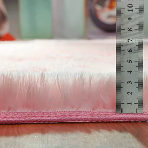 QUANHAO Plüschteppich 80x120 cm Rosa rutschfest