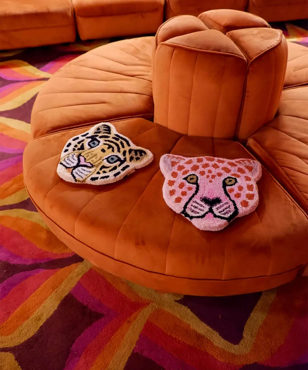 Doing Goods Pinky Leopard Kopf Teppich Wolle rosa