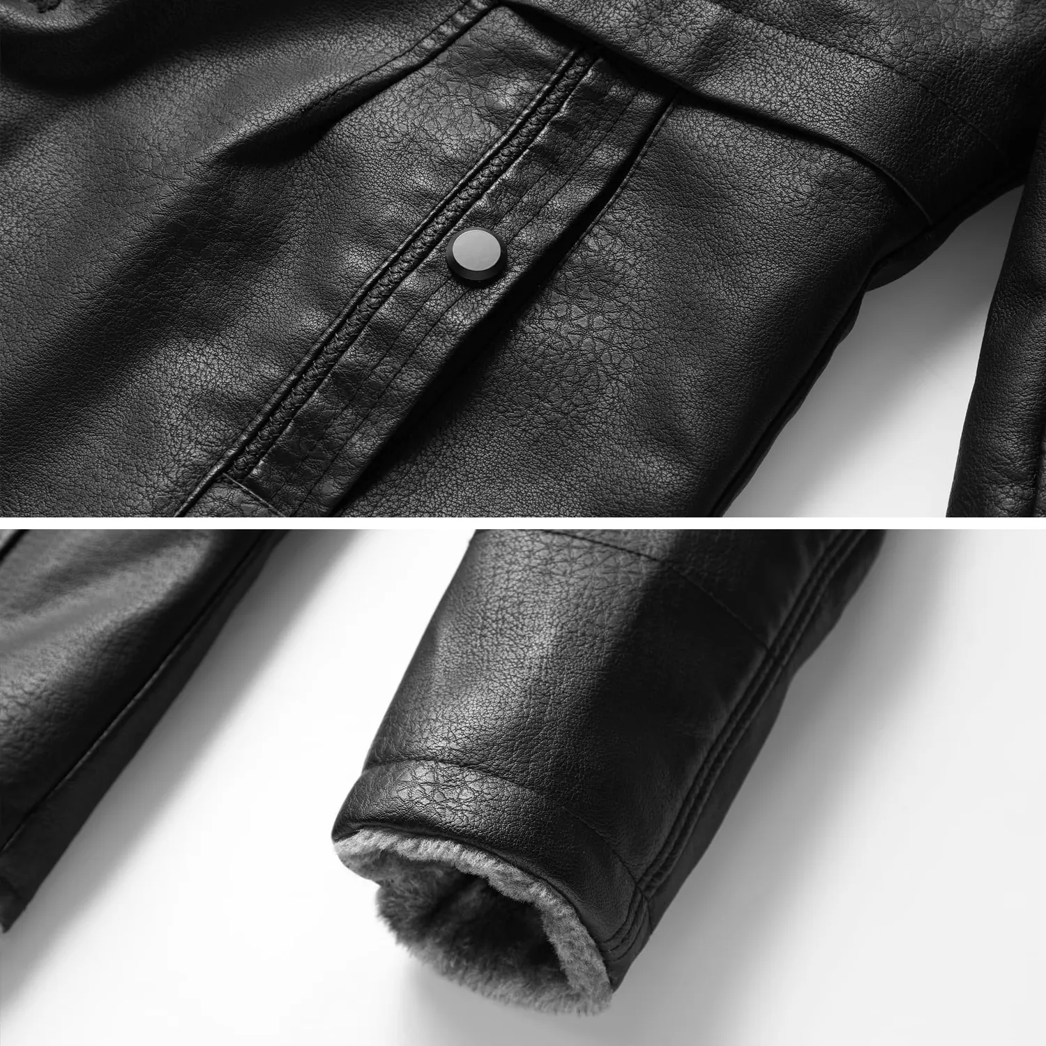 HonunGron Herren Lederjacke Bomber Braun gefüttert