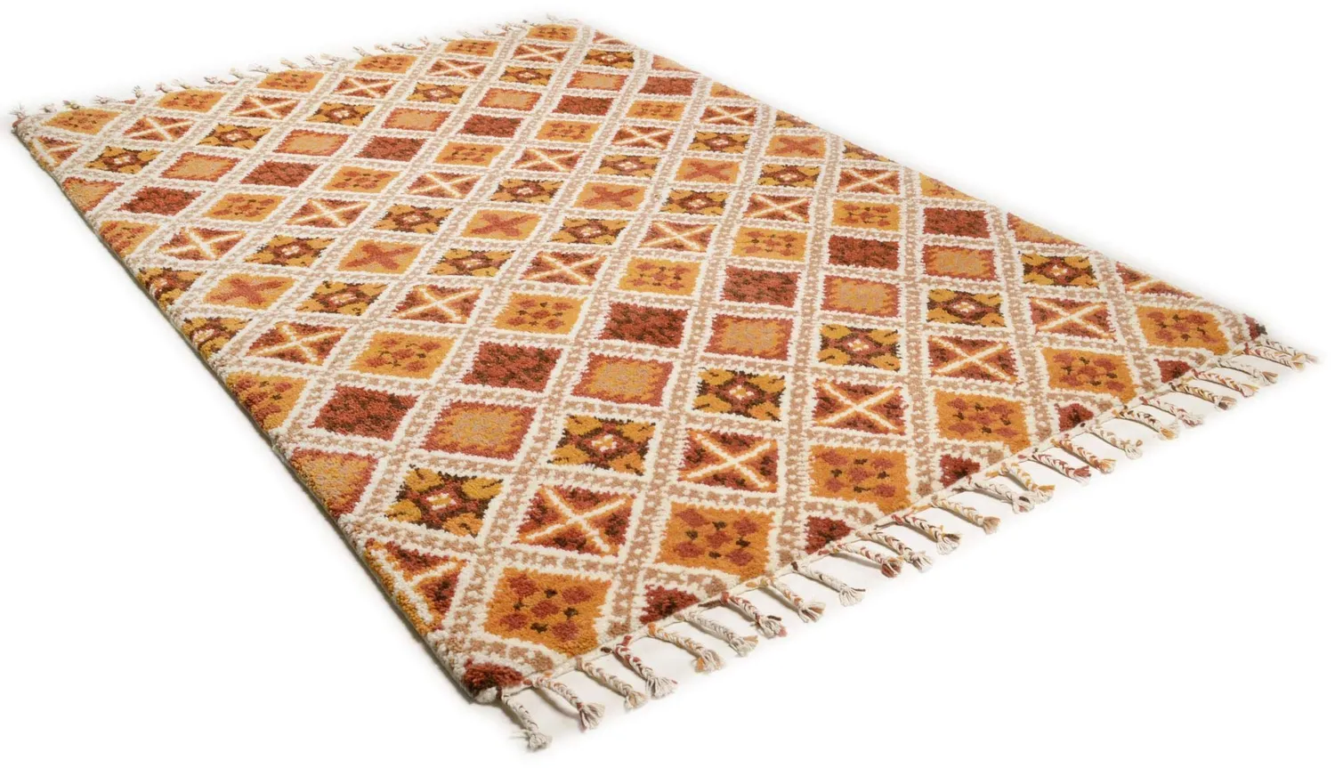 THEKO Marmoucha Berberteppich 70x140 terra beige Schurwolle