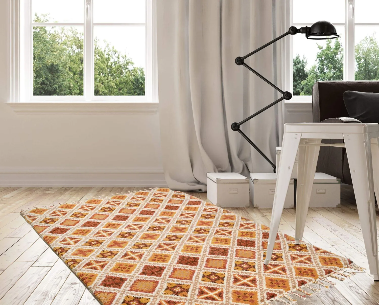 THEKO Marmoucha Berberteppich 70x140 terra beige Schurwolle