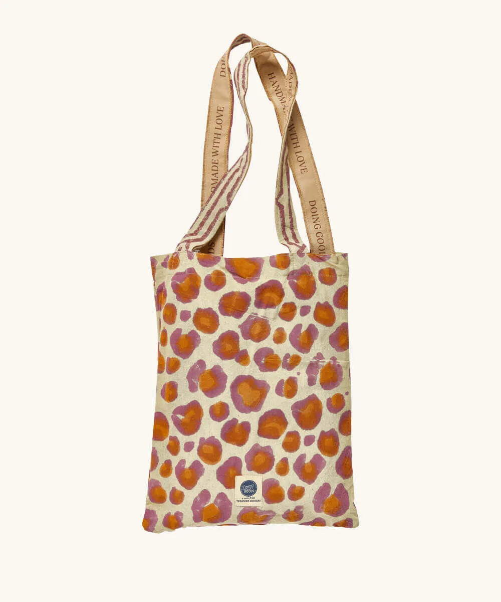 Doing Goods Pink Leopard Double Baumwolldecke mit Tasche