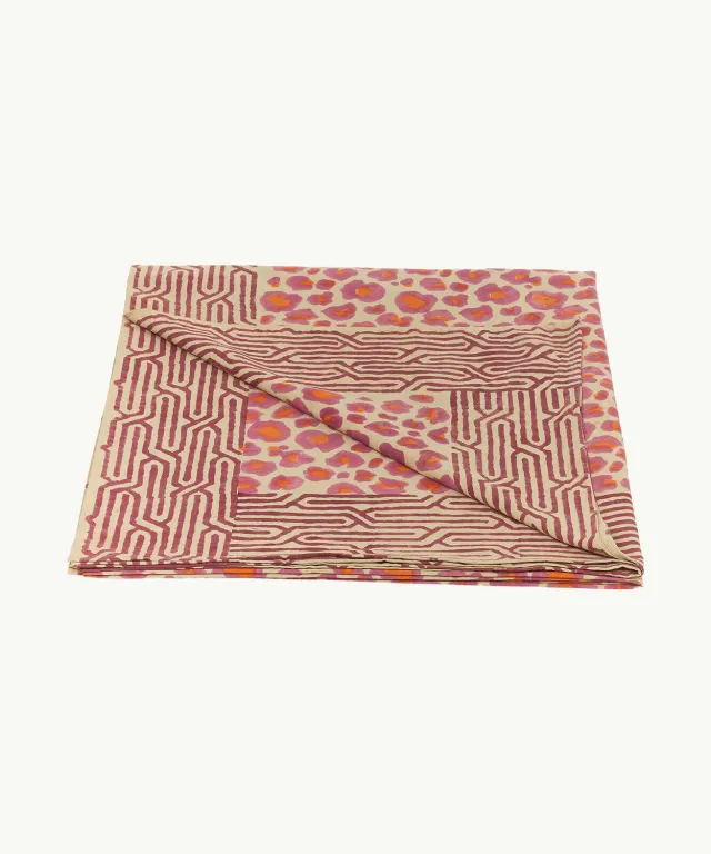 Doing Goods Pink Leopard Double Baumwolldecke mit Tasche
