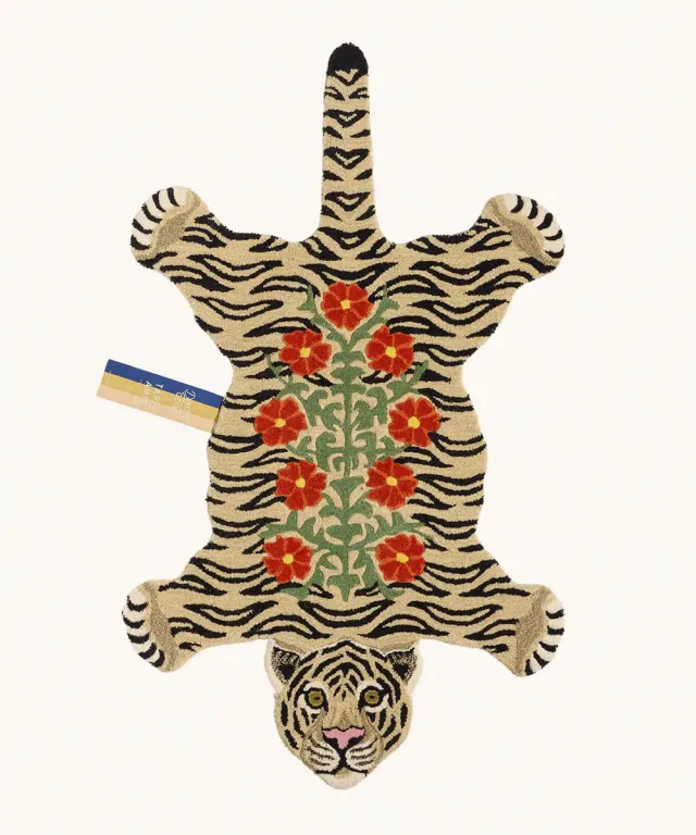Doing Goods Floral Tiger Teppich Weiss Gross Wolle