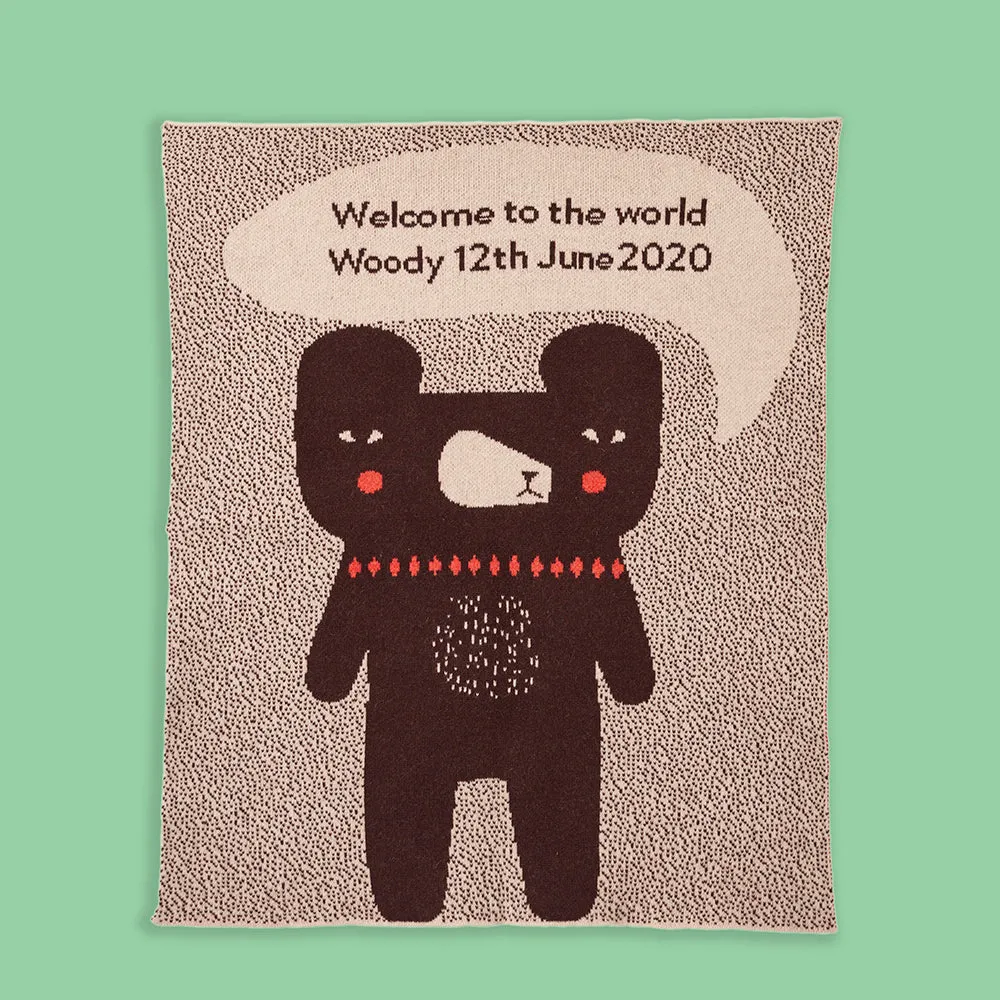 Donna Wilson Welcome Babydecke personalisiert 71x75cm Wolle