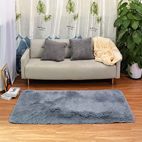 QUANHAO Plüschteppich Teppich Grau 80x120 cm Flauschig