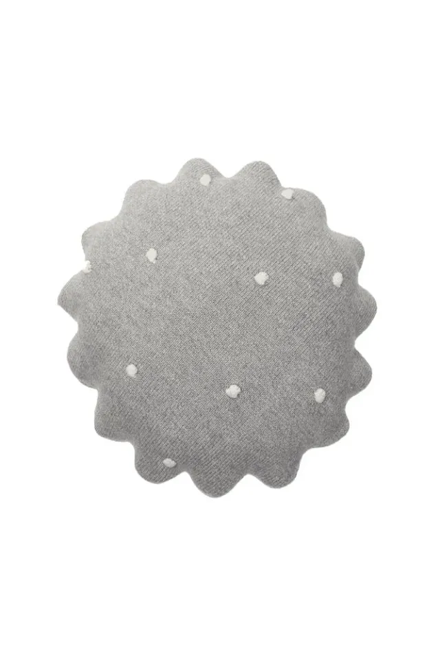 Lorena Canals Knitted Cushion Round Biscuit Grey Kissen 25 cm