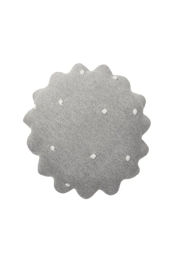 Lorena Canals Knitted Cushion Round Biscuit Grey Kissen 25 cm