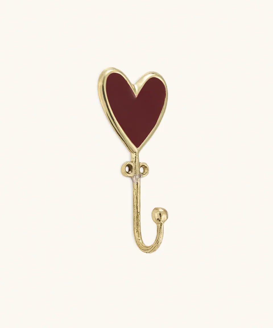 Doing Goods Pyar Herz Groß Wandhaken Messing Rot