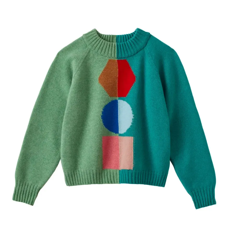Donna Wilson Half and Half Pullover Lammwolle Grün S-L