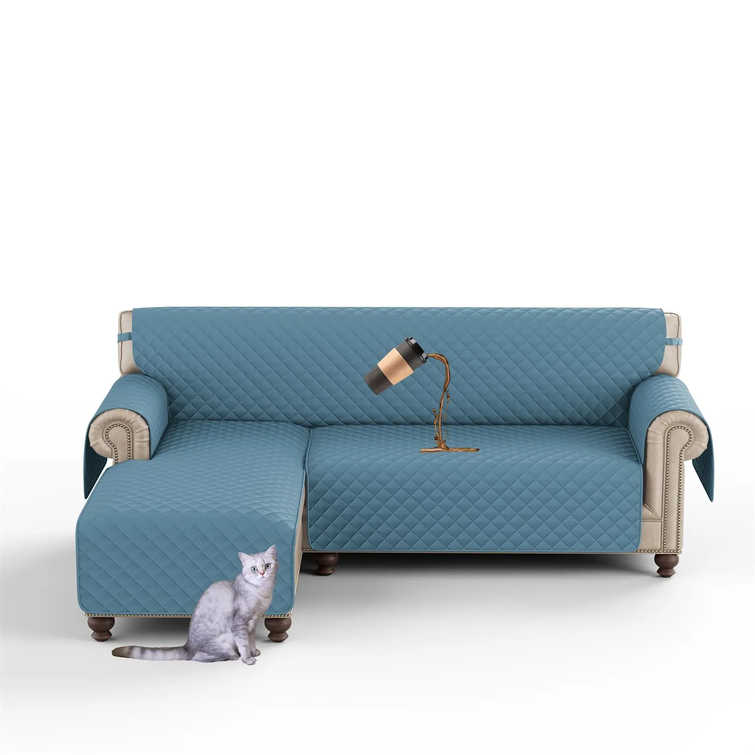 HonunGron Ecksofa Schonbezug L-Form 208cm Schwarz wasserdicht