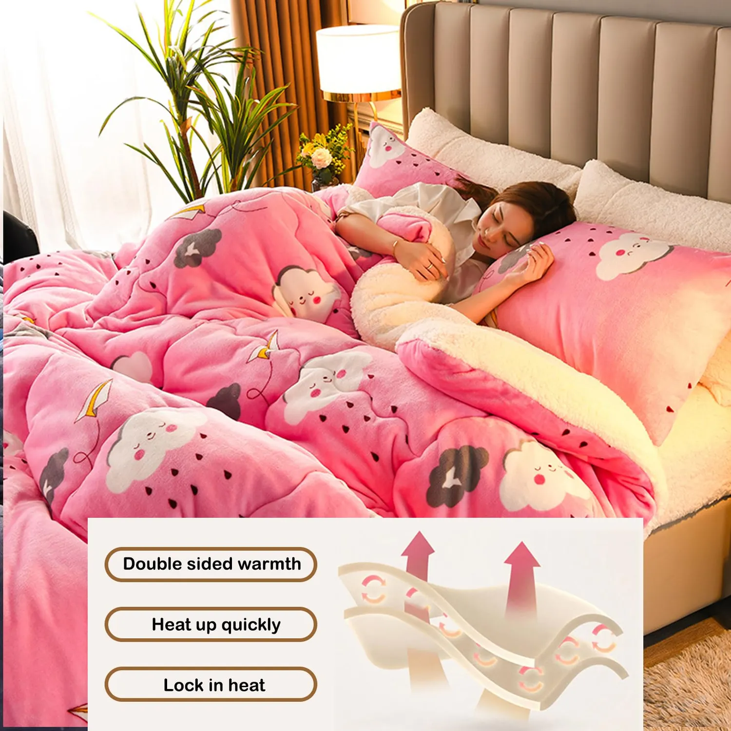 HonunGron Bettdecke Winter 150x200cm 2,5kg Rosa extra warm