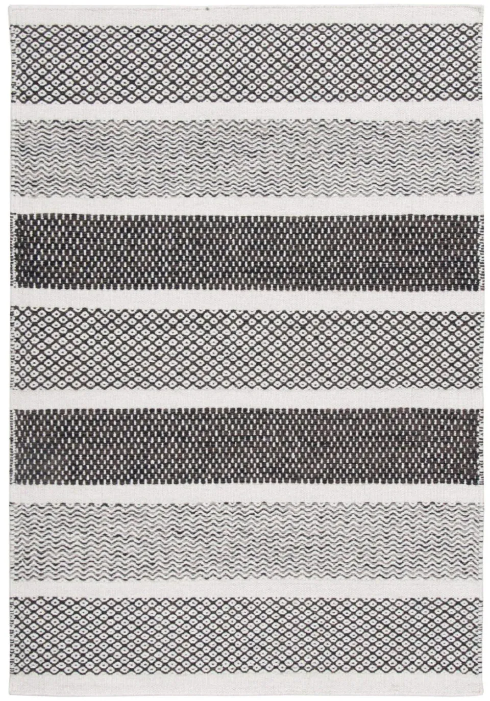 THEKO Trondheim Wollteppich 55x80 Natur Grau handgewebt