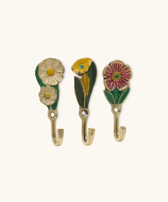 Doing Goods Posy Haken 3er-Set floral Messing bunt
