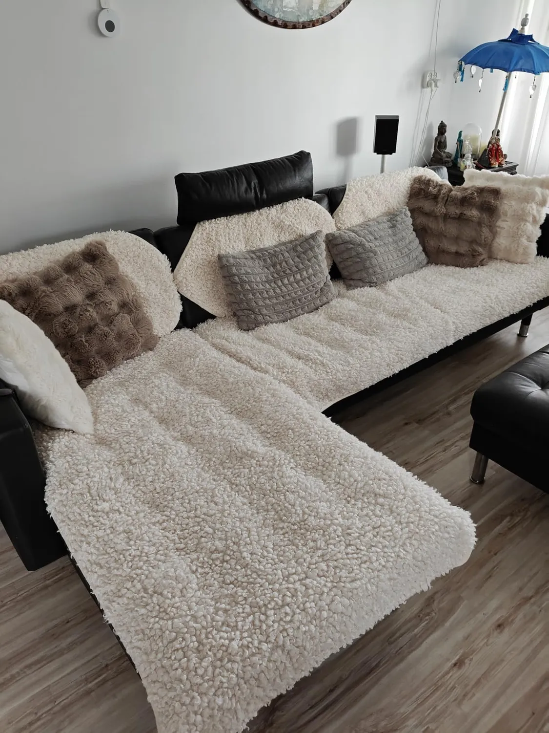 HonunGron Teddy Sofaüberwurf 70x120cm Khaki waschbar