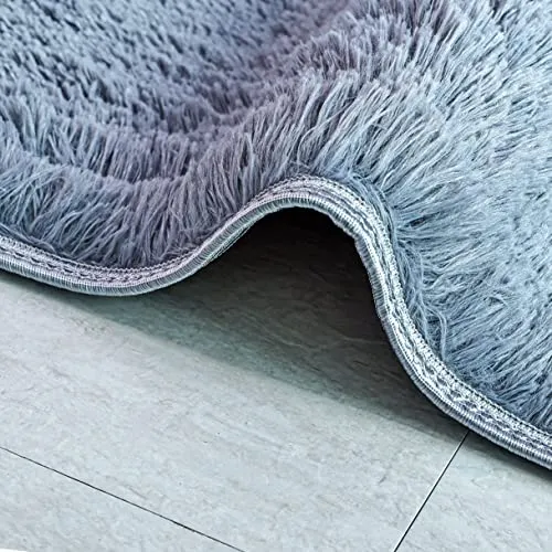 QUANHAO Plüschteppich Teppich Grau 80x120 cm Flauschig