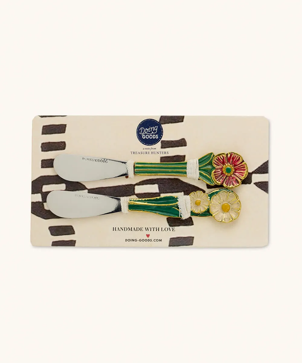 Doing Goods Posy Buttermesser Set 2-teilig floral Gold