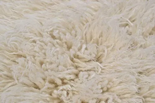 THEKO Flokos XXL Flokati 100cm Rund Natur Schurwolle