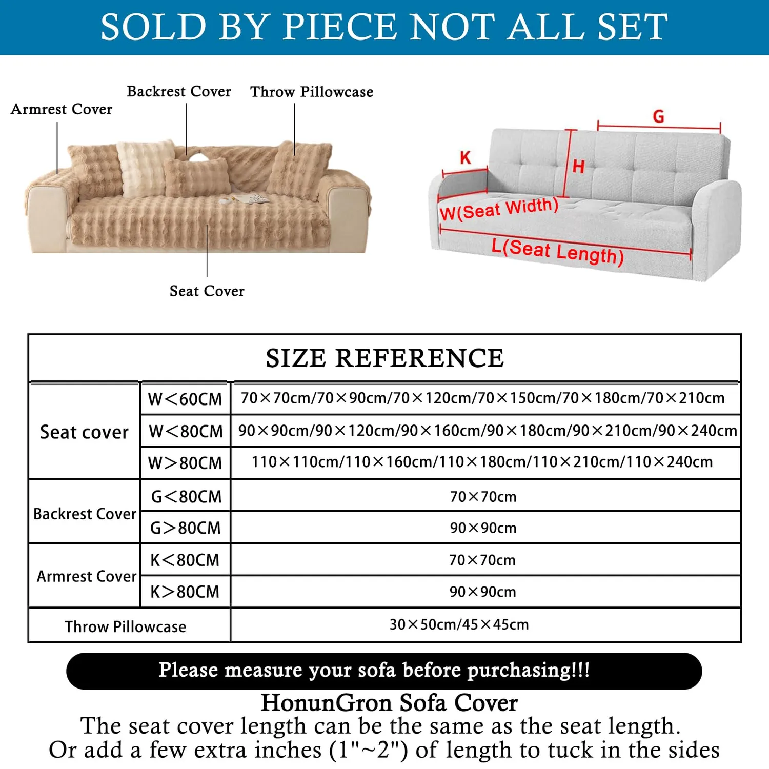 HonunGron Sofa Überzug Kaninchenplüsch Kaffee 70x70 weich