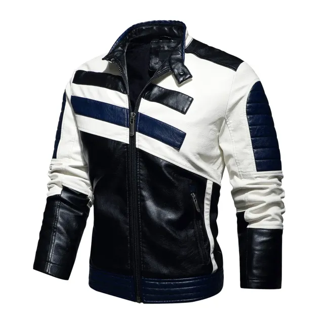 HonunGron Motorradjacke Herren Biker Leder-Optik wasserdicht