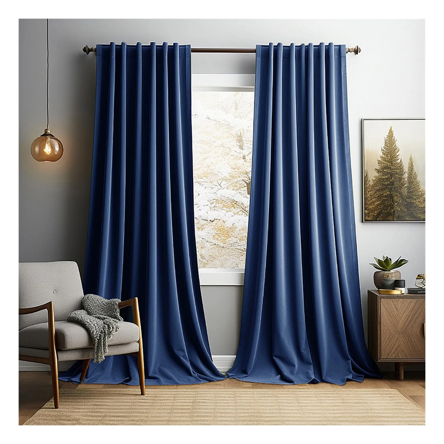HonunGron Samtvorhang 213x132 Türkis Verdunkelnd 2er-Set