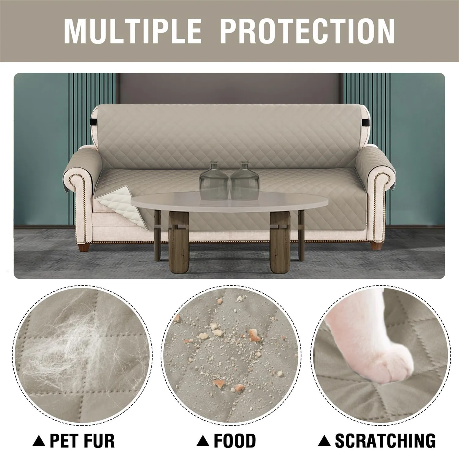 HonunGron Sofa Überzug 3 Sitzer Khaki wasserdicht