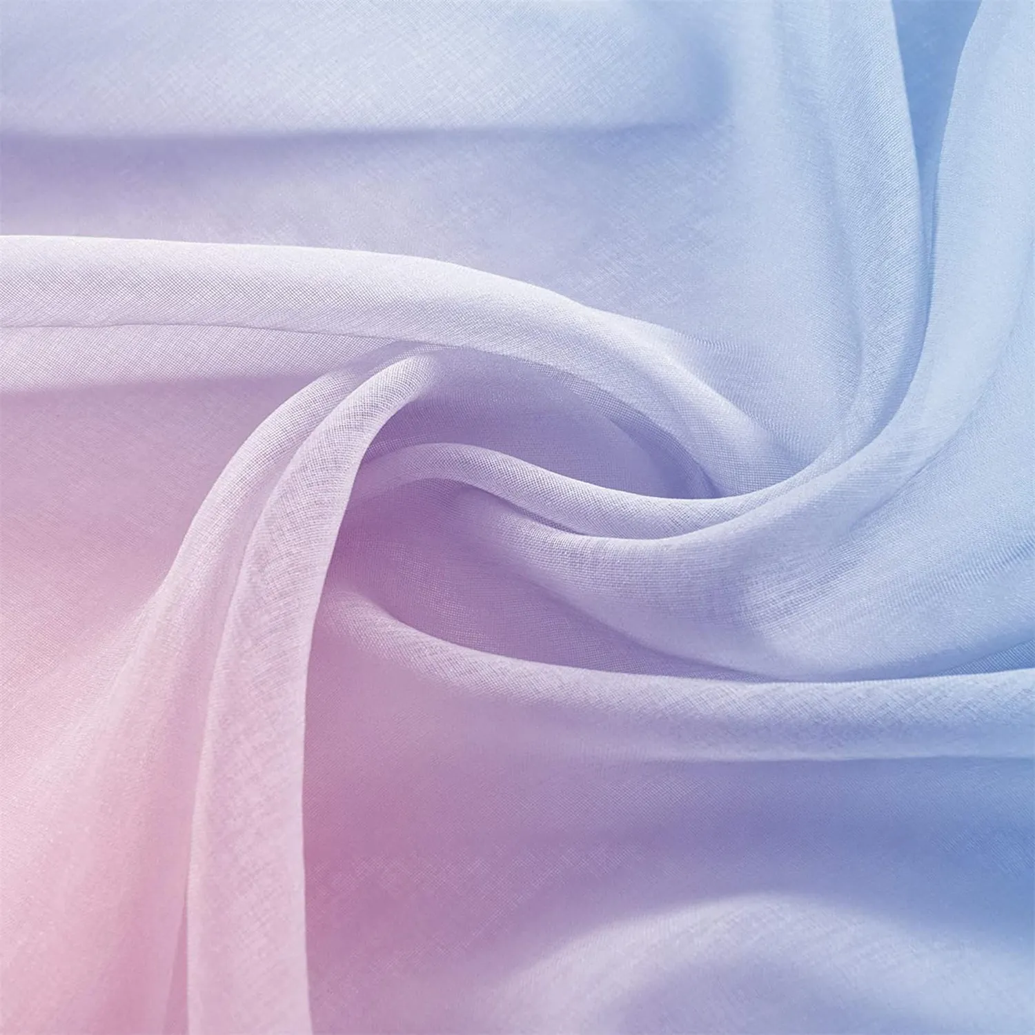 HonunGron Farbverlauf Voile-Vorhang transparent Rosa-Blau 244x132 2er-Pack