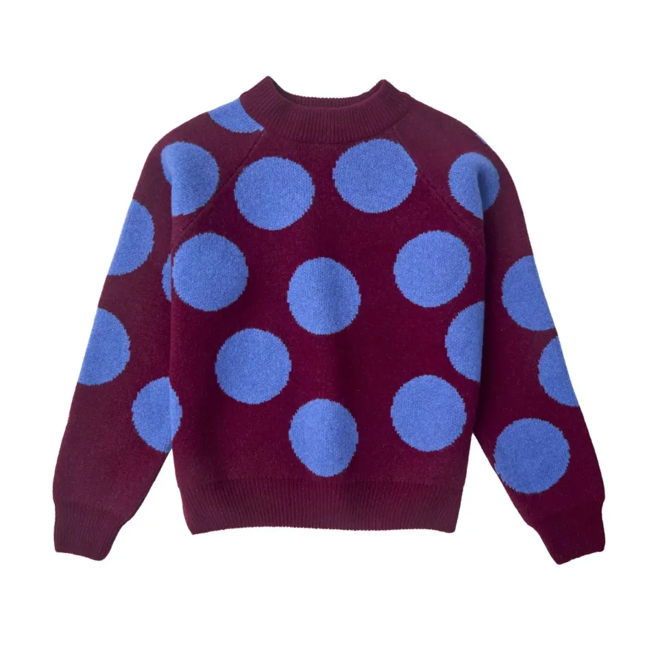 Donna Wilson Dotsy Jumper Pullover Lammwolle Burgunder