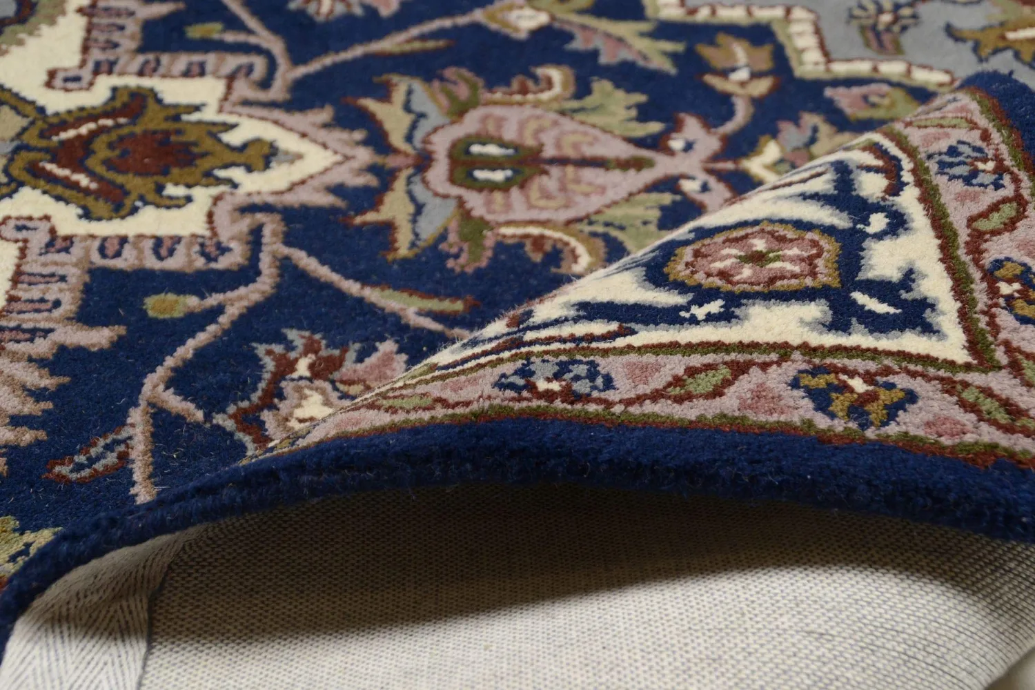 THEKO Royal Heriz Teppich Blau 60x90 Schurwolle