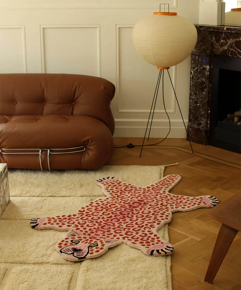 Doing Goods Pinky Leopard Large Teppich Wolle