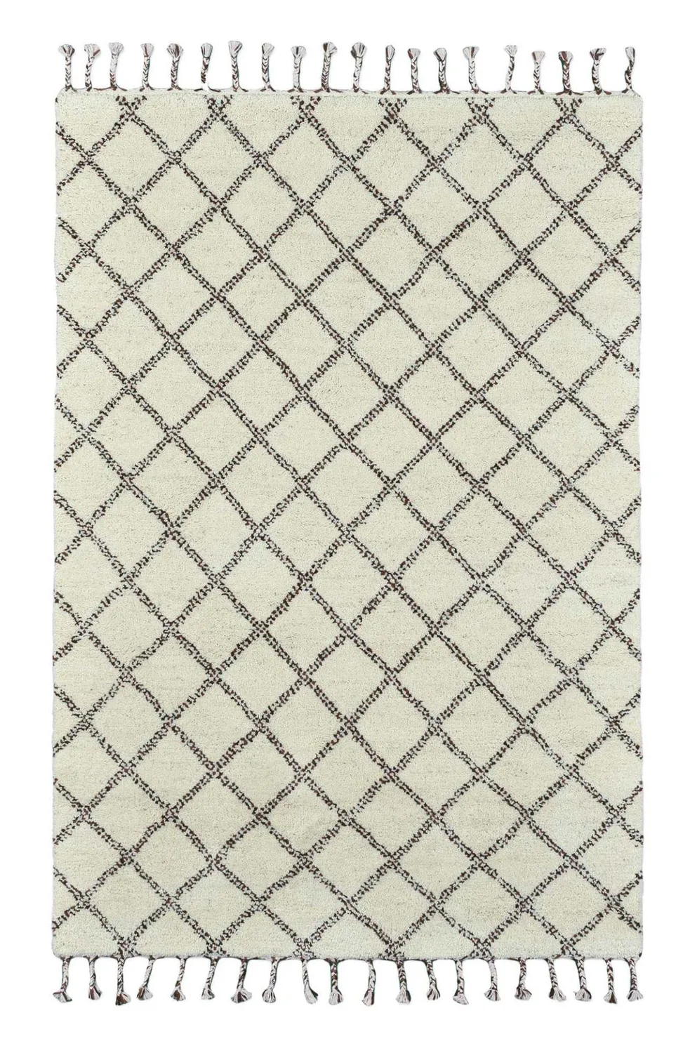 THEKO Marmoucha Berberteppich 70x140 black beige Schurwolle