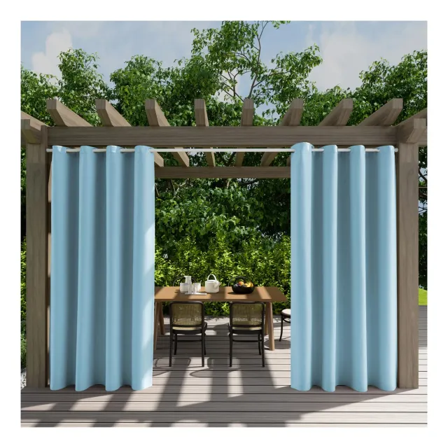HonunGron Outdoor Vorhang wasserdicht Blau 2 Stück 132x243cm
