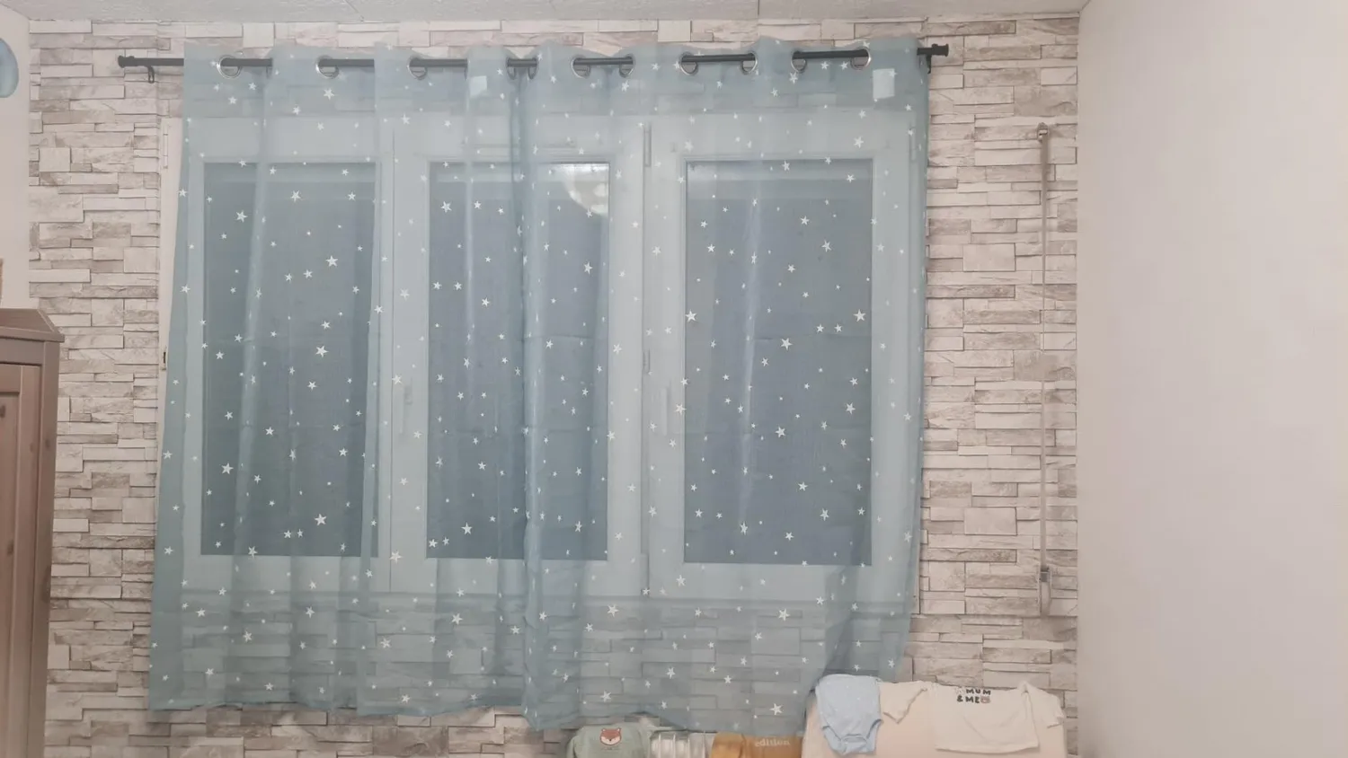 HonunGron Sterne Vorhang Grau 160x132 cm 2er Verdunkelung