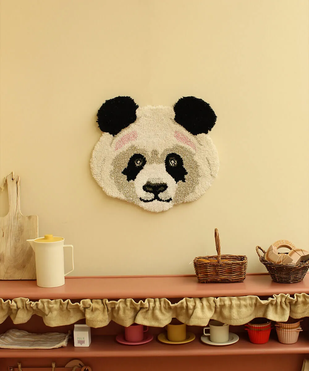 Doing Goods Plumpy Panda Teppich Wolle Tierkopf rund