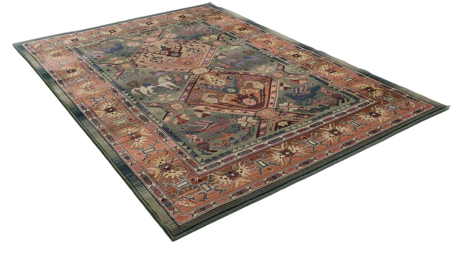 THEKO Gabiro Orientteppich 90x160cm Grün Vintage-Effekt