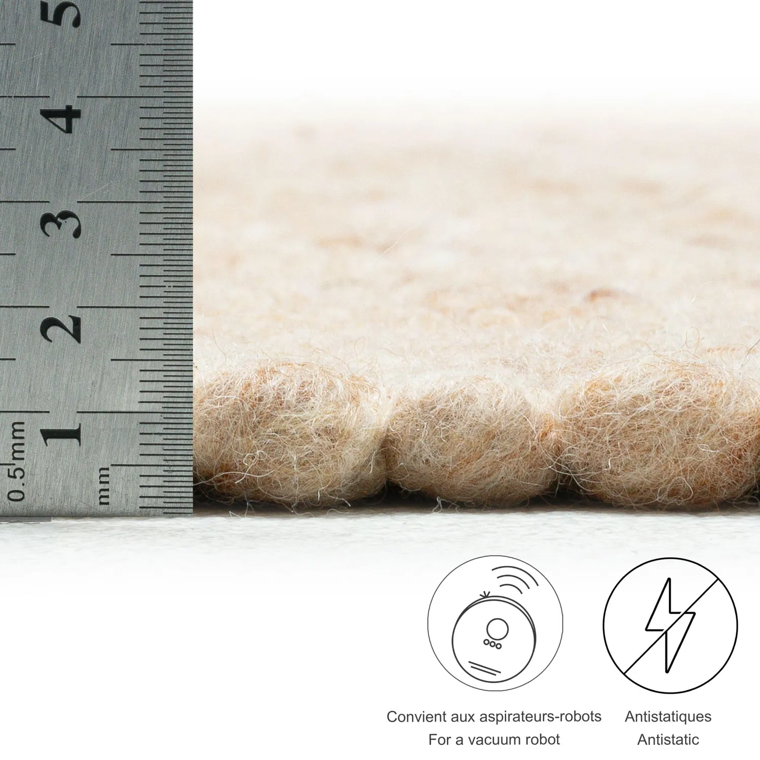 THEKO Alpen Teppich Beige Schurwolle flach