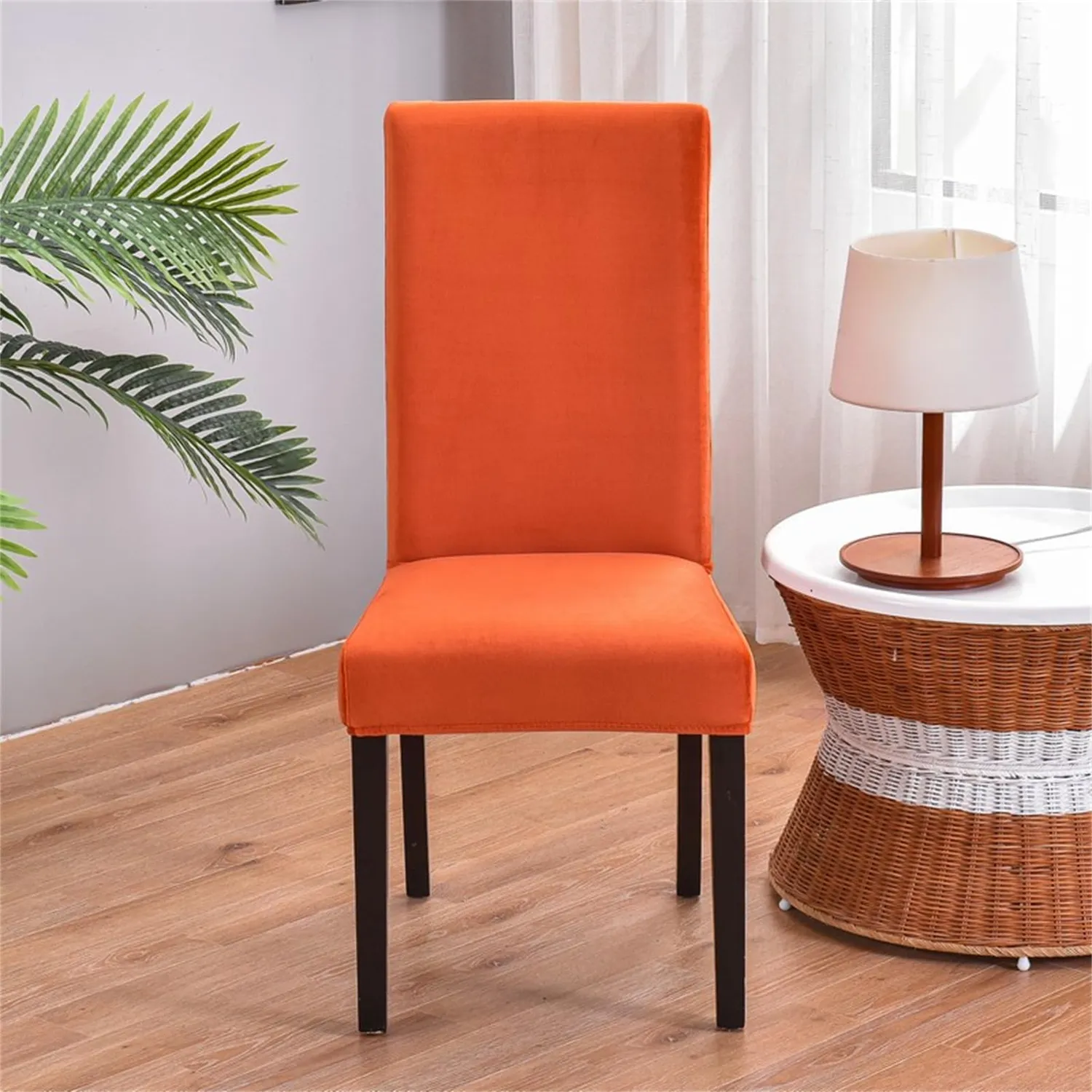 HonunGron Stuhlhussen Stretch Samt Orange 4 Stück XL