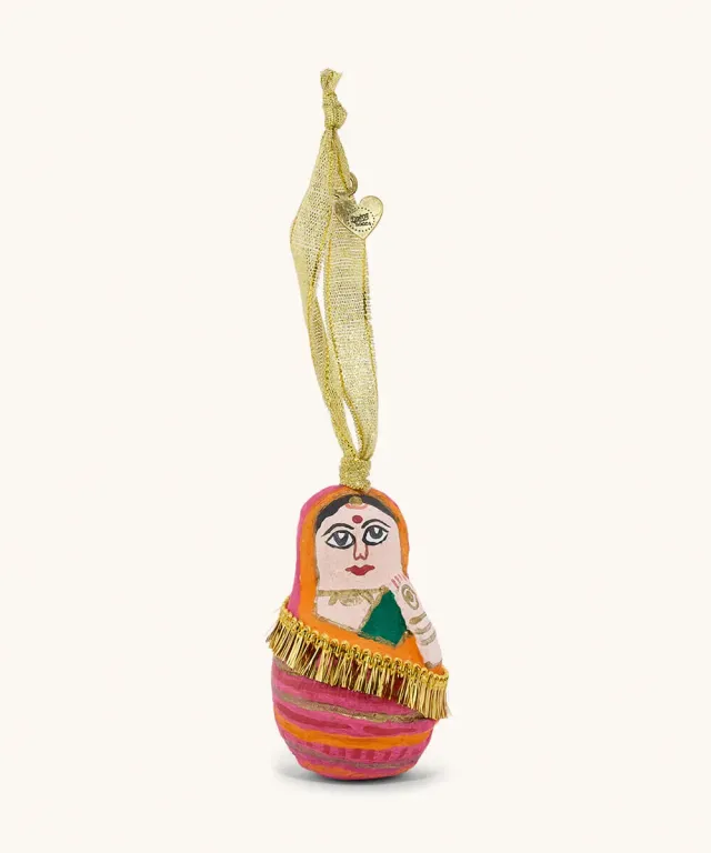 Doing Goods Sari Lady Anhänger Baumschmuck Pink-Orange