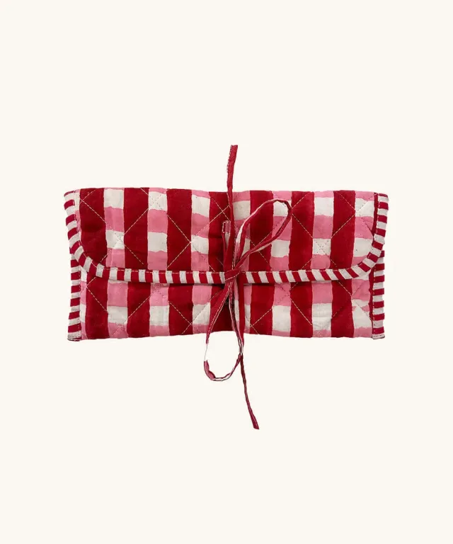 Doing Goods Sandy Brillenetui Blockprint rosa Baumwolle