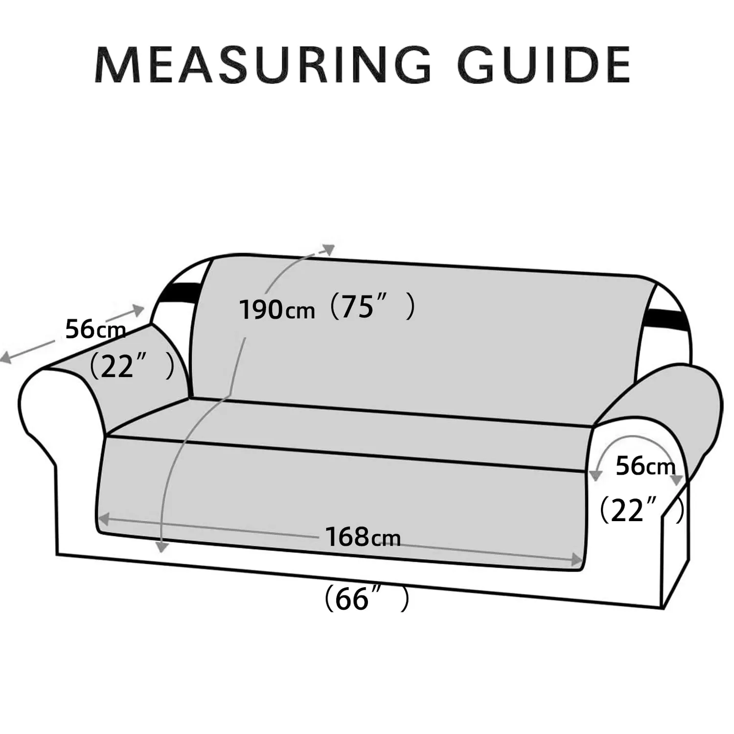 HonunGron Sofa Überzug 3 Sitzer Khaki wasserdicht