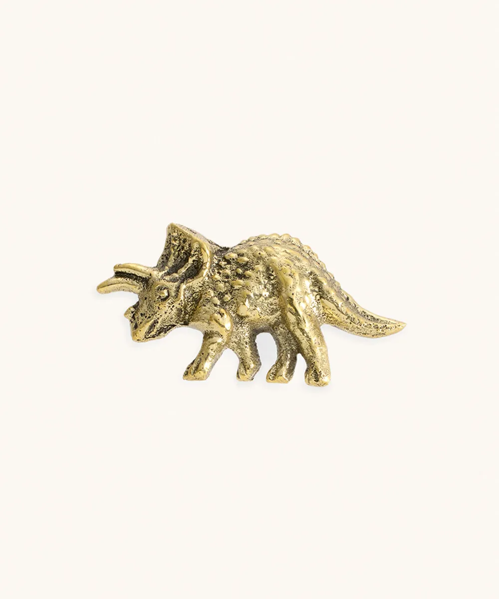 Doing Goods Triceratop Dino Möbelknopf Messing gold 7,5 cm